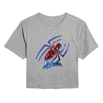 Juniors' Marvel Spider-Man Cropped Tee