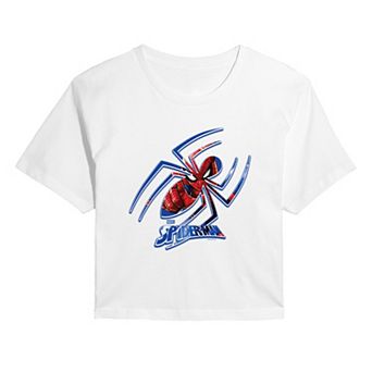 Juniors' Marvel Spider-Man Cropped Tee
