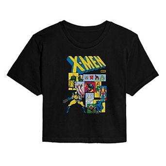 Juniors' Marvel X-Men Retro Comic Characters Cropped Tee