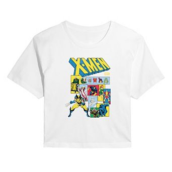 Juniors' Marvel X-Men Retro Comic Characters Cropped Tee