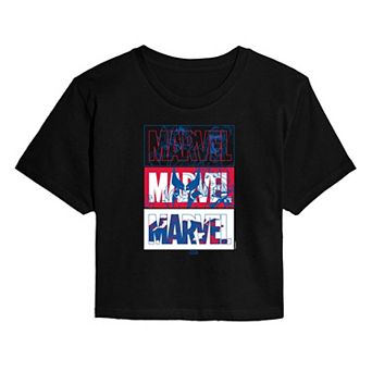 Juniors' Marvel X-Men Character Logos Cropped Tee