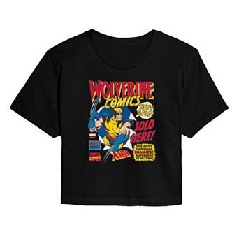 Juniors' Marvel Wolverine Comics Distressed Cropped Tee