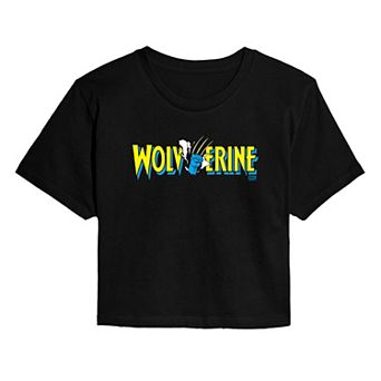 Juniors' Marvel Wolverine Claw Logo Cropped Tee