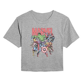 Juniors' Marvel Comic Vintage Cropped Tee