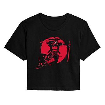 Juniors' Marvel Deadpool Silhouette Cropped Tee