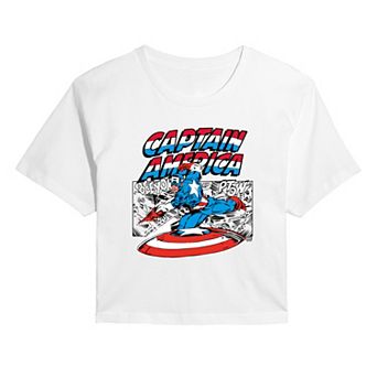 Juniors' Marvel Captain America Cropped Tee