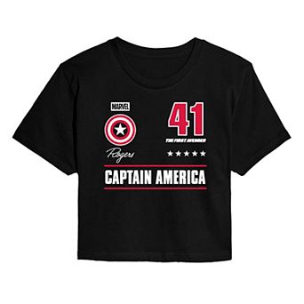 Juniors' Marvel Captain America Cropped Tee