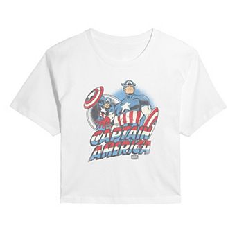 Juniors' Marvel Captain America Retro Cropped Tee