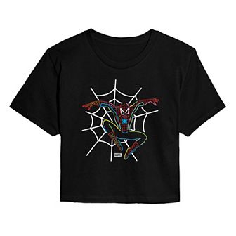 Juniors' Marvel Spider-Man Cropped Tee