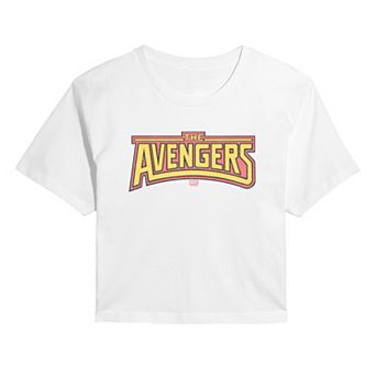 Juniors' Marvel The Avengers Retro Logo Cropped Tee