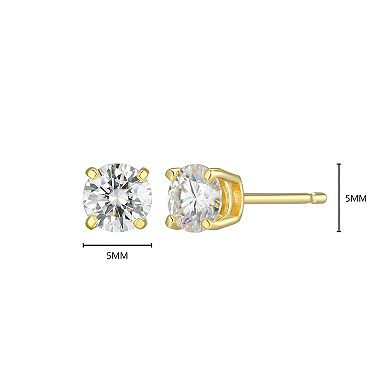 Classic Treasures Sterling Silver 3/4 Carat T.W. Lab-Created Round Moissanite Stud Earrings