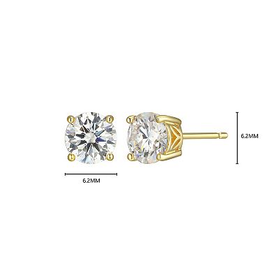 Classic Treasures Sterling Silver 1 3/4 Carat T.W. Lab-Created Round Moissanite Stud Earrings