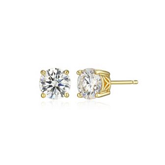 Classic Treasures Sterling Silver 1 3/4 Carat T.W. Lab-Created Round Moissanite Stud Earrings
