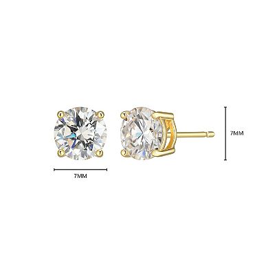 Classic Treasures Sterling Silver 2 1/5 Carat T.W. Lab-Created Round Moissanite Stud Earrings