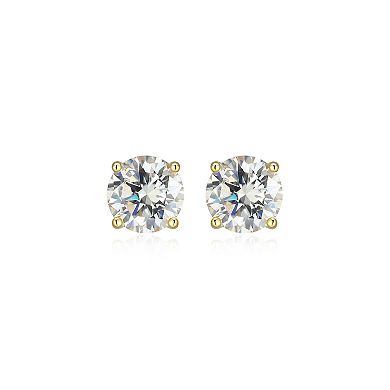 Classic Treasures Sterling Silver 2 1/5 Carat T.W. Lab-Created Round Moissanite Stud Earrings