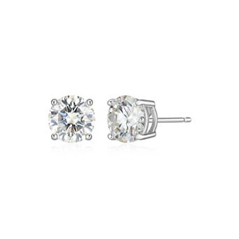 Classic Treasures Sterling Silver 2 1/5 Carat T.W. Lab-Created Round Moissanite Stud Earrings