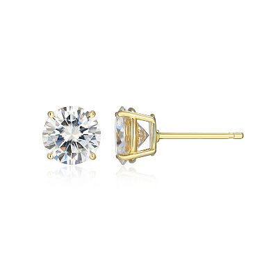 Classic Treasures Sterling Silver 3 1/5 Carat T.W. Lab-Created Round Moissanite Stud Earrings