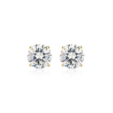 Classic Treasures Sterling Silver 3 1/5 Carat T.W. Lab-Created Round Moissanite Stud Earrings