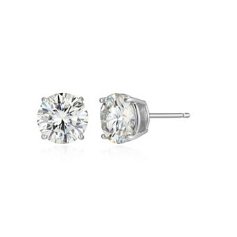 Classic Treasures Sterling Silver 3 1/5 Carat T.W. Lab-Created Round Moissanite Stud Earrings