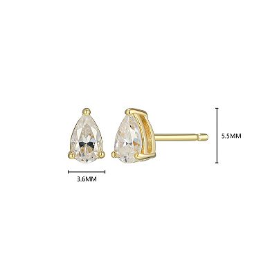 Classic Treasures Sterling Silver 1/2 Carat T.W. Lab-Created Pear Moissanite Stud Earrings