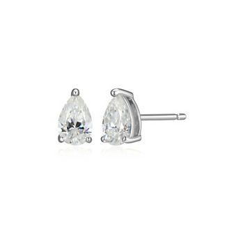 Classic Treasures Sterling Silver 3/4 Carat T.W. Lab-Created Pear Moissanite Stud Earrings