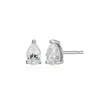 Classic Treasures Sterling Silver 3/4 Carat T.W. Lab-Created Pear Moissanite Stud Earrings