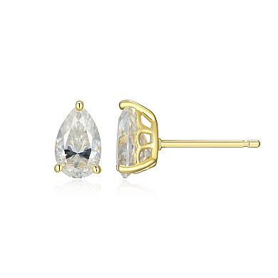 Classic Treasures Sterling Silver 1 3/4 Carat T.W. Lab-Created Pear Moissanite Stud Earrings