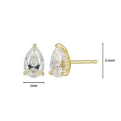 Classic Treasures Sterling Silver 1 3/4 Carat T.W. Lab-Created Pear Moissanite Stud Earrings