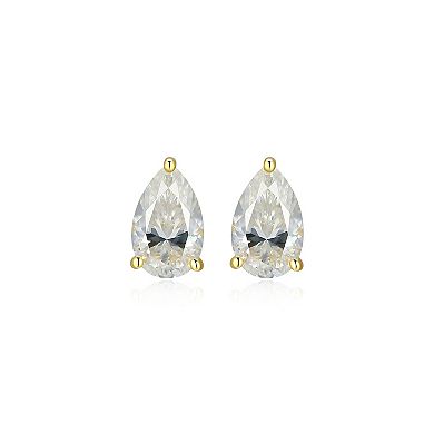 Classic Treasures Sterling Silver 1 3/4 Carat T.W. Lab-Created Pear Moissanite Stud Earrings