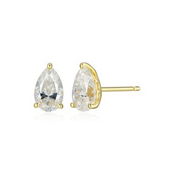 Classic Treasures Sterling Silver 1 3/4 Carat T.W. Lab-Created Pear Moissanite Stud Earrings