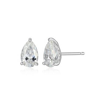 Classic Treasures Sterling Silver 1 3/4 Carat T.W. Lab-Created Pear Moissanite Stud Earrings