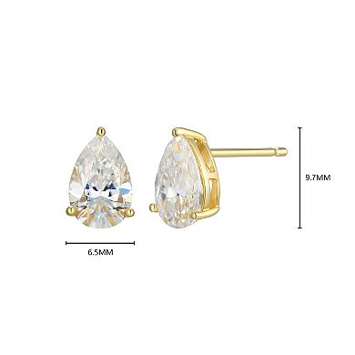 Classic Treasures Sterling Silver 2 5/8 Carat T.W. Lab-Created Pear Moissanite Stud Earrings