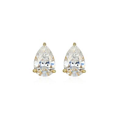 Classic Treasures Sterling Silver 2 5/8 Carat T.W. Lab-Created Pear Moissanite Stud Earrings