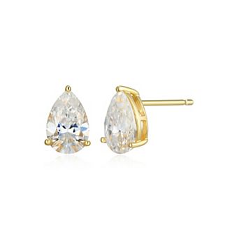 Classic Treasures Sterling Silver 2 5/8 Carat T.W. Lab-Created Pear Moissanite Stud Earrings