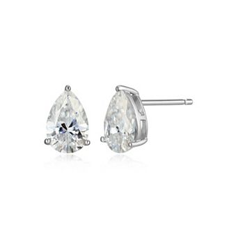Classic Treasures Sterling Silver 2 5/8 Carat T.W. Lab-Created Pear Moissanite Stud Earrings