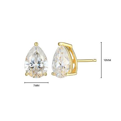 Classic Treasures Sterling Silver 3 7/8 Carat T.W. Lab-Created Pear Moissanite Stud Earrings