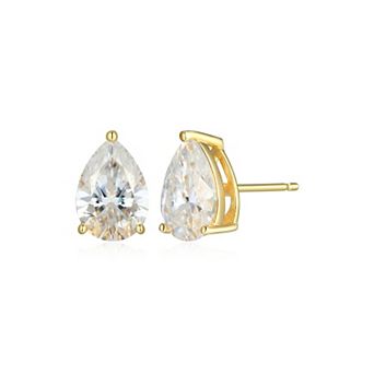 Classic Treasures Sterling Silver 3 7/8 Carat T.W. Lab-Created Pear Moissanite Stud Earrings
