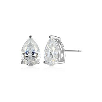 Classic Treasures Sterling Silver 3 7/8 Carat T.W. Lab-Created Pear Moissanite Stud Earrings