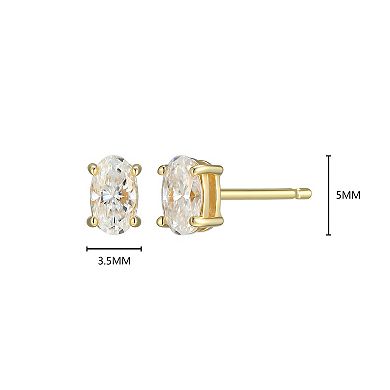Classic Treasures Sterling Silver 3/8 Carat T.W. Lab-Created Oval Moissanite Stud Earrings
