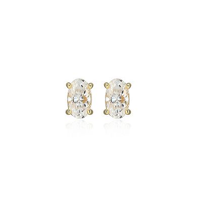 Classic Treasures Sterling Silver 3/8 Carat T.W. Lab-Created Oval Moissanite Stud Earrings