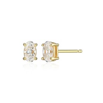 Classic Treasures Sterling Silver 3/8 Carat T.W. Lab-Created Oval Moissanite Stud Earrings