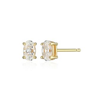 Classic Treasures Sterling Silver 3/8 Carat T.W. Lab-Created Oval Moissanite Stud Earrings