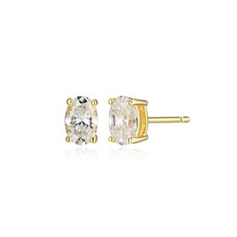 Classic Treasures Sterling Silver 7/8 Carat T.W. Lab-Created Oval Moissanite Stud Earrings