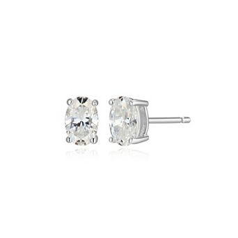 Classic Treasures Sterling Silver 7/8 Carat T.W. Lab-Created Oval Moissanite Stud Earrings