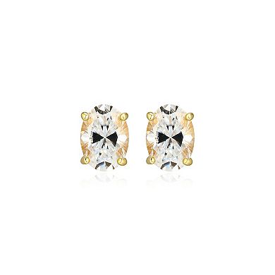Classic Treasures Sterling Silver 1 7/8 Carat T.W. Lab-Created Oval Moissanite Stud Earrings
