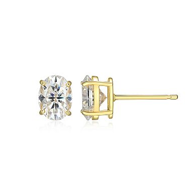 Classic Treasures Sterling Silver 2.64 Carat T.W. Lab-Created Oval Moissanite Stud Earrings