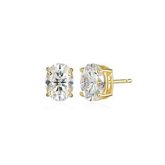 Classic Treasures Sterling Silver 2.64 Carat T.W. Lab-Created Oval Moissanite Stud Earrings