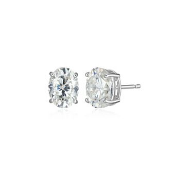 Classic Treasures Sterling Silver 2.64 Carat T.W. Lab-Created Oval Moissanite Stud Earrings
