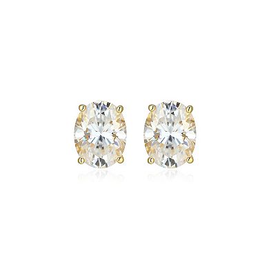 Classic Treasures Sterling Silver 3 1/3 Carat T.W. Lab-Created Oval Moissanite Stud Earrings