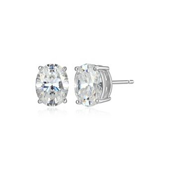 Classic Treasures Sterling Silver 3 1/3 Carat T.W. Lab-Created Oval Moissanite Stud Earrings